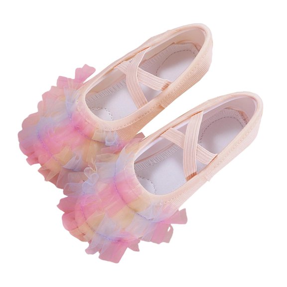 Kids Gauze Decor Soft Sole Dance Training Flats Elastic Closure For Toddler Party 2026