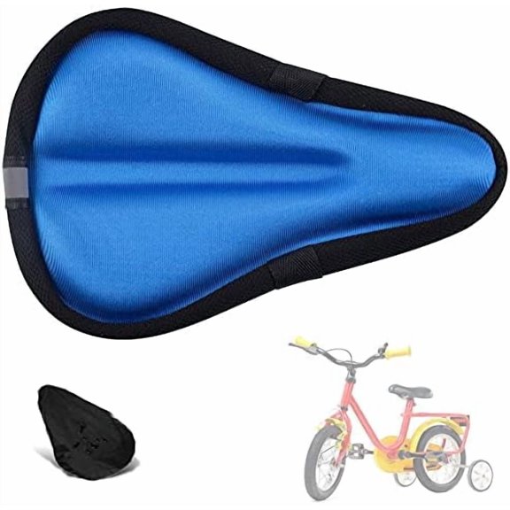 Kids Gel Bike Seat Cushion Cover for Boys & Girls, 9"x6" Breathable & Extra Soft Memory Foam Children Bicycle Saddle Pad with Water&Dust Resistant Cover