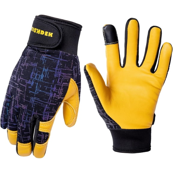 Kids Genuine Leather Work Gloves, Safety Gloves, Touch Screen, Reflective, Breathable Design, for Children Age 2-12