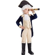 Kids George Washington Costume With Wig and Hat Accessories, Boys Children Hamilton American Colonial Day Outfit