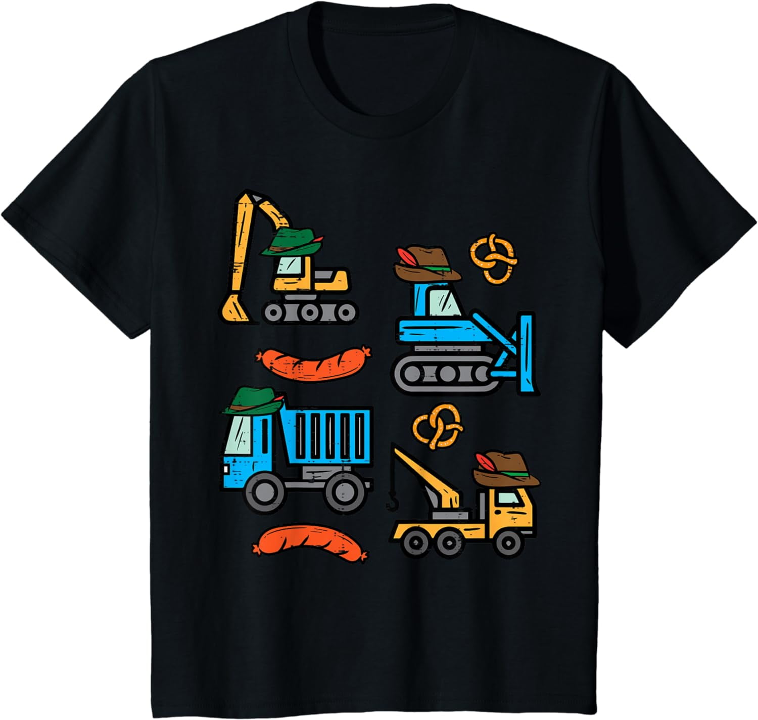 Kids German Construction Pretzel Sausage Oktoberfest Toddler Boys T