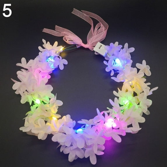 Kids Gift Wedding Luminous Hairband Women Girls Glowing LED Wreath Light Up Headband Halloween Crown Flower Christmas Party Decoration 5