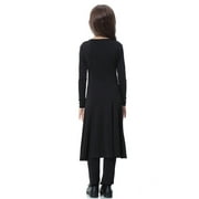 Kids Girl Abaya Long Sleeve Maxi Full Length Dress Clothes Set
