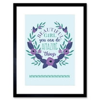 Kids Girl Beautiful Amazing Purple Floral Framed Wall Art Print