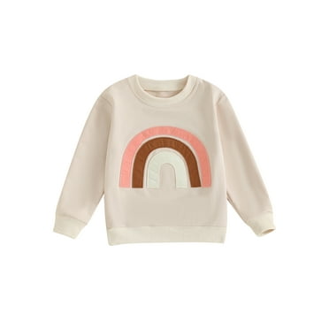 Kids Girl Boy Casual Sweatshirts Long Sleeve Rainbow Print Pullovers