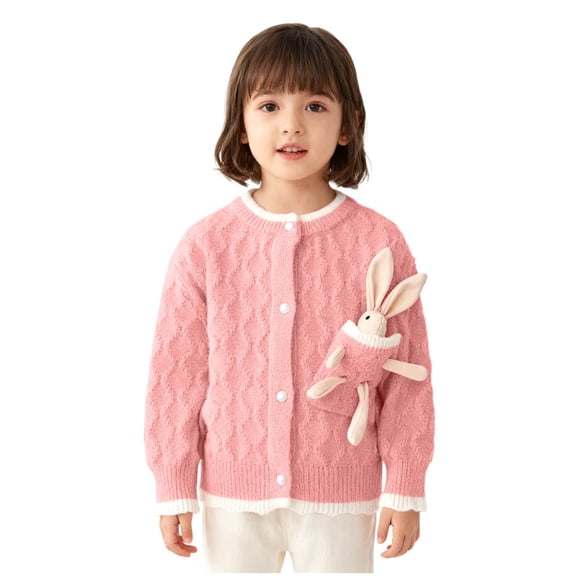 Kids Girl Boy Crew Neck Sweater Jackets Outfit for Kid Easter Egg Swiss Dot Cute Crochet Animal Bunny Warm Knit Cardigan Fall Winter 2026 Clothes