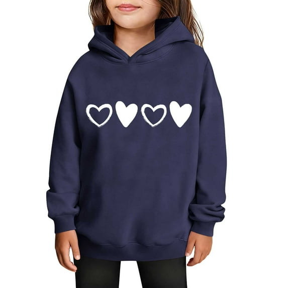 Kids Girl Boy Fleece Lined Sherpa Valentines Day Casual Hooded Outfits Sweatshirt for Child Long Sleeve Lover Oversized Cute Hooded Winter Fall Outfit 2026 5 Years