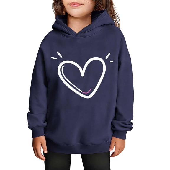 Kids Girl Boy Fleece Lined Wool Happy Gift Valentines Brunch Hood Outfit Sweatshirt for Kid Long Sleeve Lover Plus Size Kawaii Hooded Fall Winter 2026 13 Years