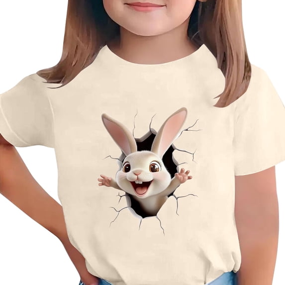 Kids Girl Boy Happy Gift Easter Egg Casual T Shirts Short Sleeve Tee Tops for Child Crew Neck Spandex Print Summer Fall Shirts 2026 Clothes