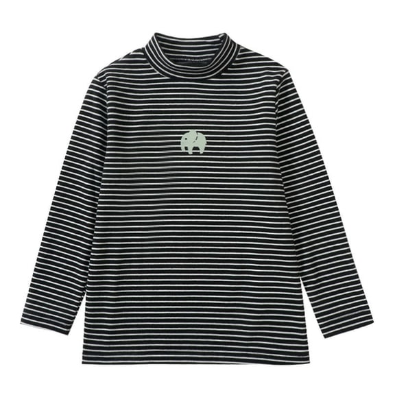 Kids Girl Boy Kawaii Animal Thermal Striped Basic Tshirts Graphic Tops Tee for Kid Long Sleeve Collared Mock Neck Lounge Fall Winter Shirts 2025
