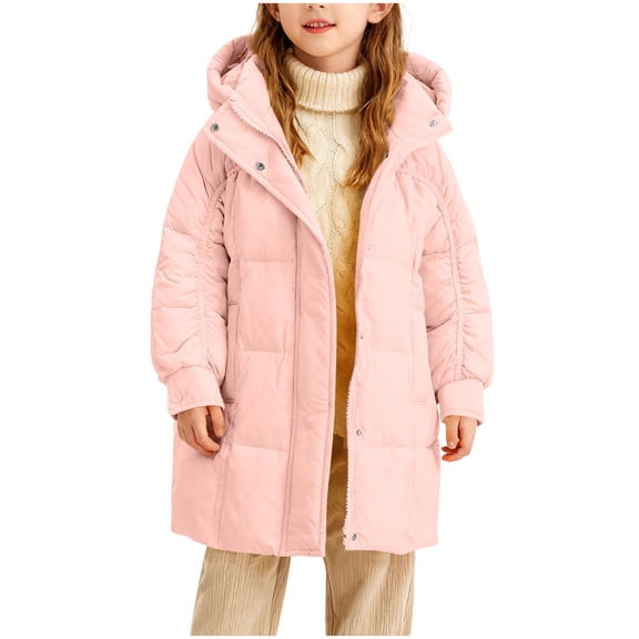 Kids Girl Boy Long Puffer Jackets Hoods Coat for Child Warm Thick Hooded Basic Winter Fall 2026 Clothing Fashion 9 Years