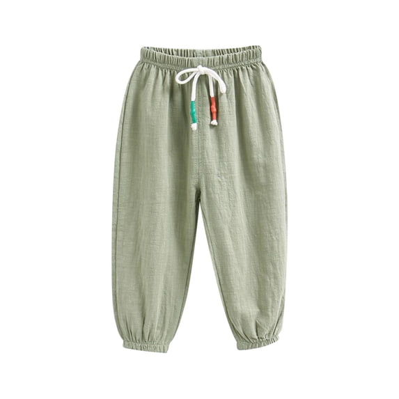 Kids Girl Boy Loose Fit Pants for Kid Faux Gauze Linen Lounge Thin Straight Leg Elastic Waist Basic Long Leg Fall Summer 2026 Clothes Fashion Country Concert
