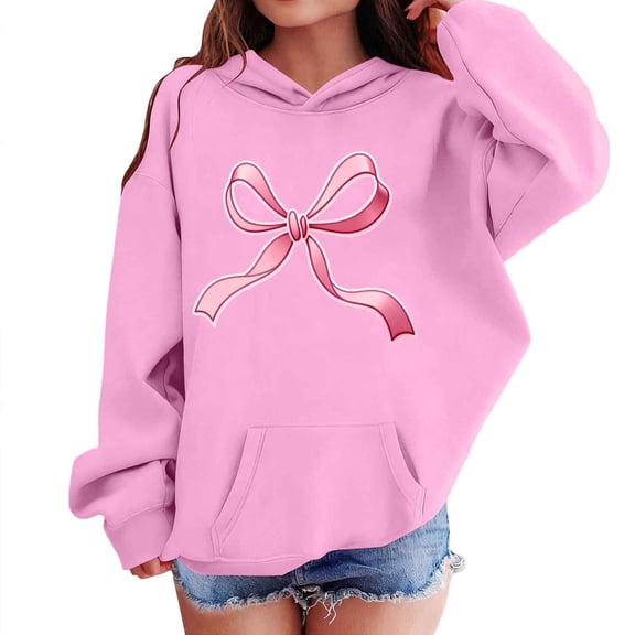 Kids Girl Boy Pullover Bow Tie Thermal Fuzzy Print Outfits Sweatshirt for Child Long Sleeve Crew Neck Sport Gym Brunch Running Winter Fall 2026 14 Years
