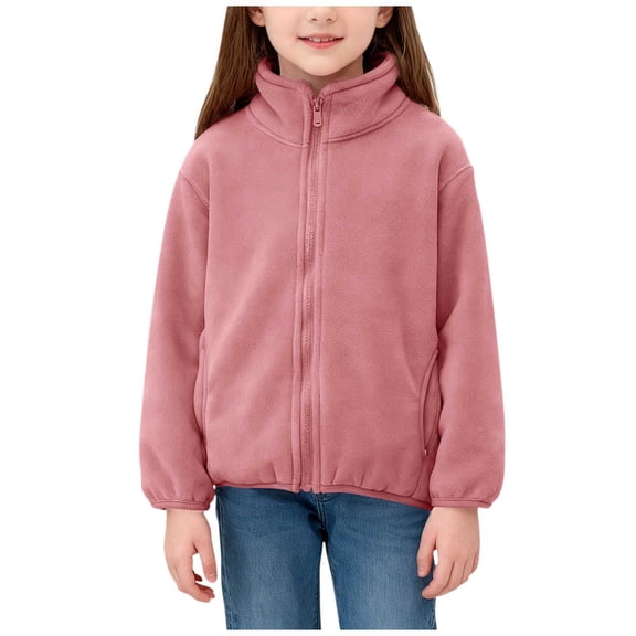 Kids Girl Boy Warm Fuzzy Plain Jackets Outerwear for Child Long Sleeve Fleece Lined Wool Brunch Fall Winter Outfits Zip Up 2026 Clothes Fashion 5 Years