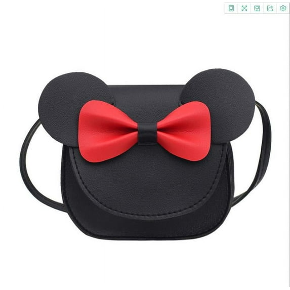 Kids Girl Cartoon Crossbody Bag Cute Bowknot Magnetic Snap PU Leather Zipper Shoulder Bag Keys Card Holder Mini Wallet
