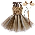 thumbnail image 1 of Kids Girl Cheetah Costume Toddler Halloween Cosplay Jungle Safari Animal Role Play Tutu Leopard Dress Ear Headband Tail Birthday Party Carnival Fancy Dress Up Performance Holiday, 1 of 8