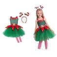 thumbnail image 1 of Kids Girl Christmas Outfit Sleeveless Baby Girl Christmas Elf Dress with Headband and Pair of Socks Sets Green Tulle Dress Girls Christmas Dress 8-9 Years, 1 of 8