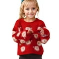 thumbnail image 1 of Kids Girl Christmas Sweater Children Funny Santa Funny Xmas Holiday Party Knitted Pullover Coat Red 5-6Y, 1 of 5