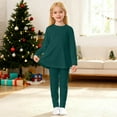 thumbnail image 1 of Kids Girl Clothes Dark Green Dresses for Girls Long Sleeve Shirt Tops Pants Girls Lounge Sets Girls 5-6 Years Spring Clothes, 1 of 4