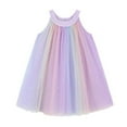 thumbnail image 1 of Kids Girl Dress Striped Adjustable Shouder Strap Loose Maxi Dresses Casual Beach Dress-7 Years, 1 of 3