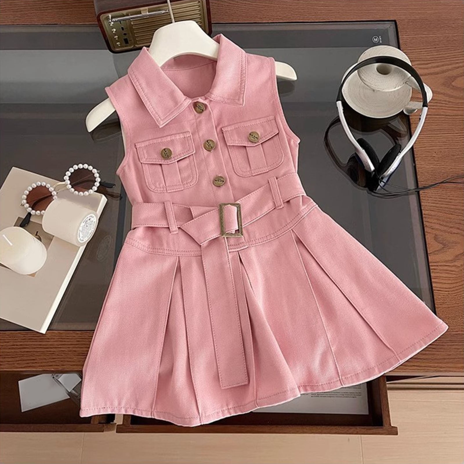 Kids Girl Dress Western Style Pink Dress for Girls Birthday Party Dresses Baby Girl Outfits 5-6 Years