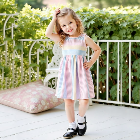 Kids Girl Dresses Fashion Pink Dress for Girls Baby Girl Summer Clothes Girl Clothing 6-7 Years