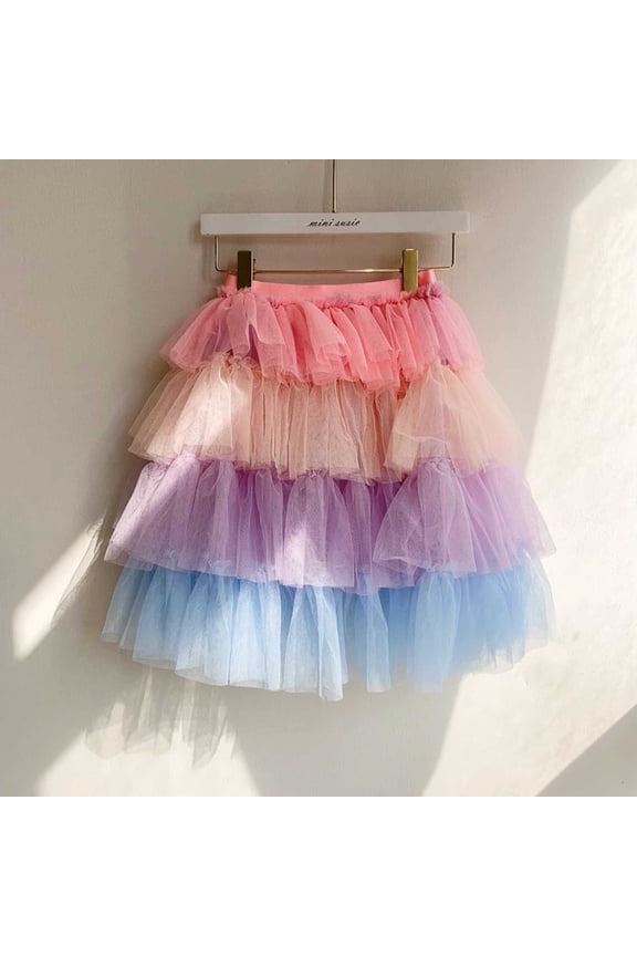 Kids Girl Dresses Girls Blue Tutu Tulle Skirt Girls Fluffy Skirt Girl Clothes 5-6 Years