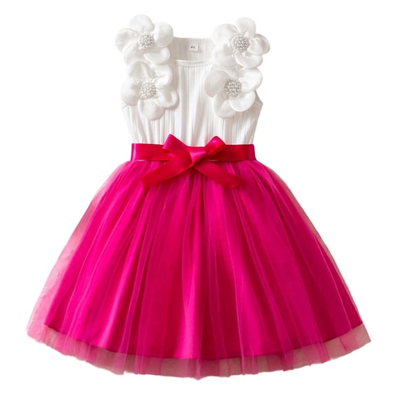 Kids Girl Dresses Red Sleeveless Party Dress Graduation 4T