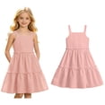 thumbnail image 1 of Kids Girl Dresses Spaghetti Strap Ruffle A Line Flowy Dress Red Dress for Girls 7-8 Years, 1 of 6