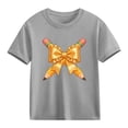 thumbnail image 1 of Kids Girl Graphic T-Shirt | Girls Cotton Short Sleeve Tee with Cute Pencil Print | Soft Casual Crewneck Top for Kids & Little Kid in Gray,Size 7 T, 1 of 9