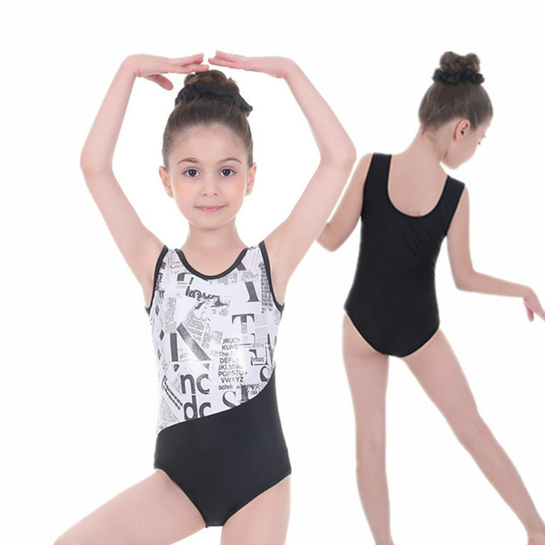 Kids Girl Gymnastics Leotard Sleeveless Tank Onesies Stretchy Dance Suit  Print Ballet Body Suit, for Dance Gymnastic Exercise Performance, 3-12  Years 