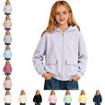 thumbnail image 1 of Kids Girl Hoodie Full Zip Up Long Sleeve Hoodies with Pockets Kids Clothes for Girls, 1 of 4