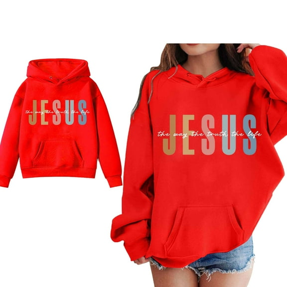 Kids Girl Hoodies Christian Sweatshirt Long Sleeve Graphic Sweatshirt Warm Oversize Pullover Top Winter Sweatshirts 4-5 Years Boy Clothes Cute Boy Girl Clothing