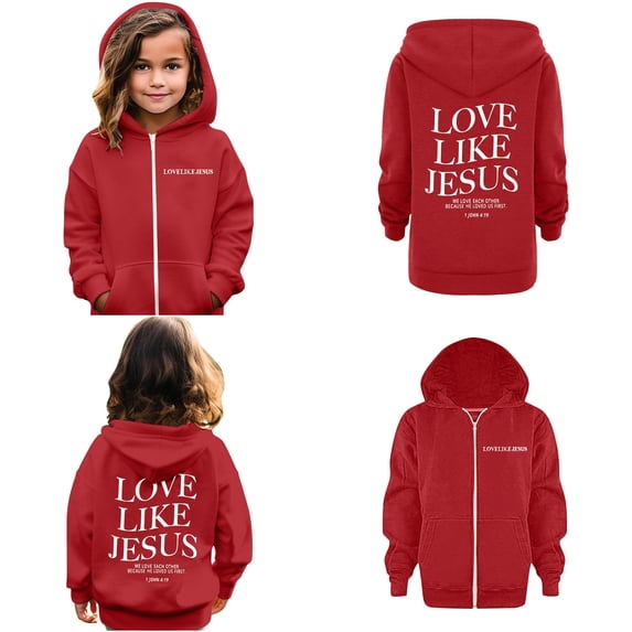 Kids Girl Hoodies Jesus Loves You Hooded Sweatshirts Long Sleeve Graphic Hoodies Comfy Loose Pullover Top Essentials Sweatshirt Teen Girls Trendy Clothes 4-5 Years Cute Boy Girl Clothing