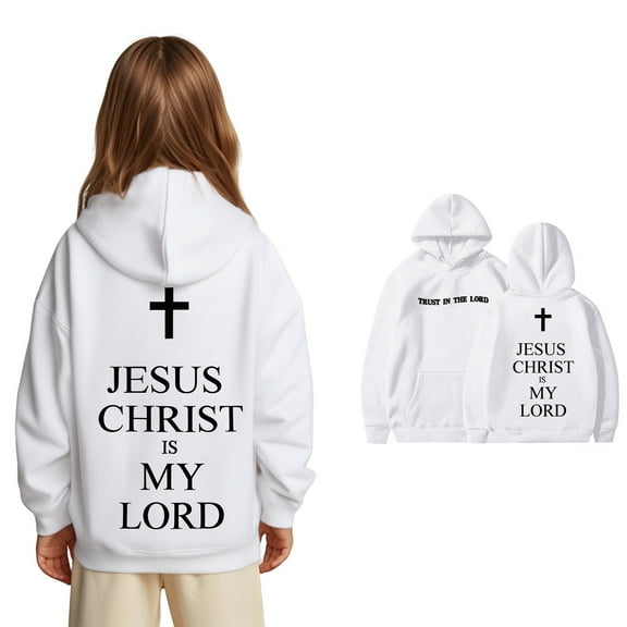 Kids Girl Hoodies Jesus Loves You Hoodie Long Sleeve Graphic Sweatshirt Fashion Oversize Pullover Top New Year Sweatshirts 9-10 Years Girls Clothes Cute Boy Girl Clothing
