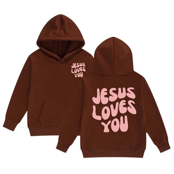 Kids Girl Hoodies Jesus Loves You Hoodies Long Sleeve Graphic Hoodies Fashion Oversize Pullover Top Preppy Clothes 3-4 Years Boys Clothes