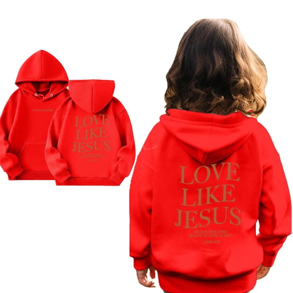 Kids Girl Hoodies Jesus Loves You Hoodies Long Sleeve Graphic Sweatshirt Cute Oversize Pullover Top Girls Winter Clothes Boy Clothes 3-4 Years Cute Boy Girl Clothing