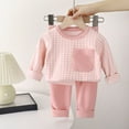 thumbnail image 1 of Kids Girl Kids Pink 2pc Outfit Set - Soft Breathable 100% Cotton Gingham Top & Solid Pants, Easy-On Daily Wear for 0-6 Years (80-150cm),Size 0-1T, 1 of 5