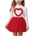 thumbnail image 1 of Kids Girl Outfit Set: Red 2 Piece Heart Top & Tutu Skirt for Kids Girls, Valentine's Day Party Dress & Play Clothes 9M-5T,Size 2-3 T, 1 of 9