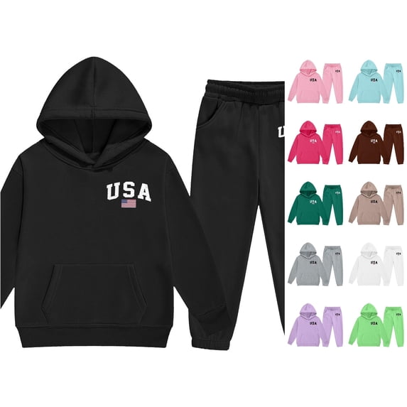 Kids Girl Outfit Sets 2 Piece Hoodies And Sweatpants Recreation Fall Clothing Girls Size 4-5 Years Clothes