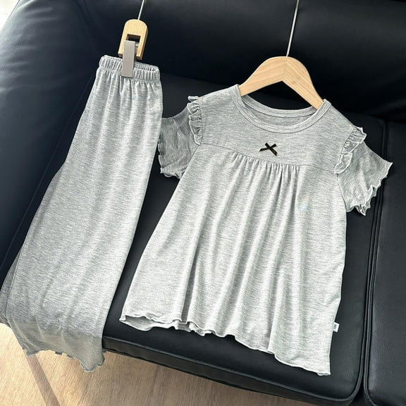 Kids Girl Pajamas Set Short Sleeve Crewneck Soft Comfort Top and Pants Set Toddler Nightgown Fall Kids Girl Pajamas 7-8 Years