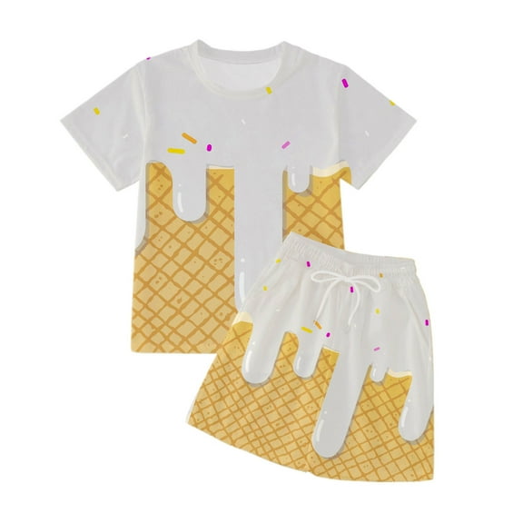 Kids Girl Pajamas Set Short Sleeve Crewneck Soft Comfort Top and Shorts Set Girls Casual Pajamas Set Kids Pajamas Boys Size 6-7 Years