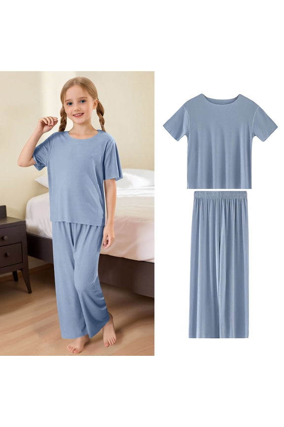 Kids Girl Pajamas Set Soft Crewneck Soft Comfort Kids Pajamas Homewear Pj for Girls 6-7 Years Kids Clothes