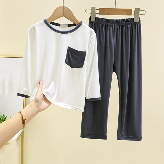 Kids Girl Pajamas Set Soft Crewneck Top Trousers Kids Pajamas Homewear Girls Pajamas Size 6-7 Years Kids Clothes