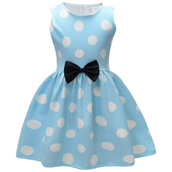 Kids Girl Polka Dots Princess Costume 50s Audrey Vintage Sleeveless Swing Birthday Party Rockabilly Dress 2-13Y