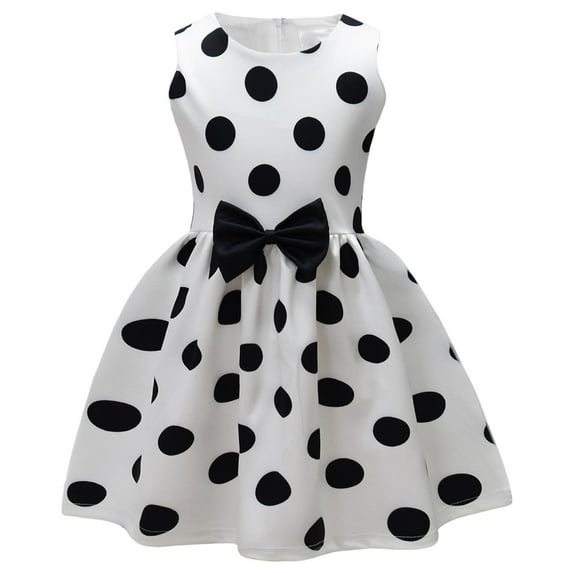Kids Girl Polka Dots Princess Costume 50s Audrey Vintage Sleeveless Swing Birthday Party Rockabilly Dress 2-13Y