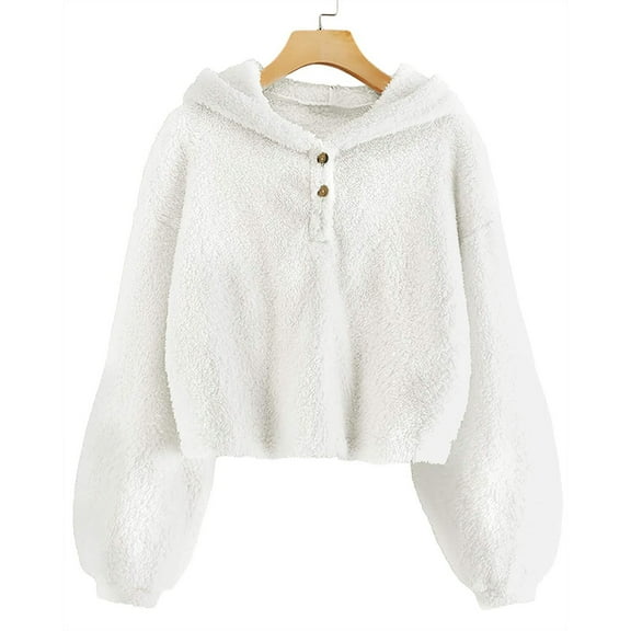 Kids Girl'S Fuzzy Hoodies Pullover Hoodies Loose Button Down Pullover Jacket Cozy Long Sleeves Kids Sherpa Hoodie for for Children Girls 10-12 Years