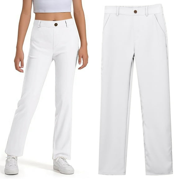 Kids Girl School Uniform Pants Skinny Pants Stretch Pants With Pockets Flare Leg Pants Clear Pants For Girls Uniform Back To School Clothes Kids Tween Girl Clothing 9-10 Years