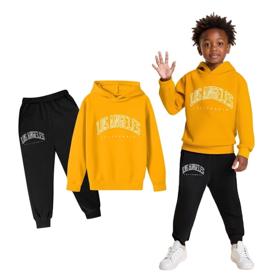 Kids Girl Sets Long Sleeve Pullover Hoodie Sweatshirt Sweatpants 2 Pcs Fall Winter Clothes 9-10 Years Boys Clothes Cute Boy Girl Clothing