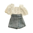 thumbnail image 1 of Kids Girl Summer Clothes Fashion Short Sleeve Casual T-Shirt Tops + Shorts Pants Girls 2 Piece Outfits Girls Size 6-7 Years Clothes Cute&nbsp;Girl&nbsp;Clothing, 1 of 6